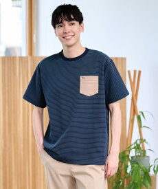 【公式】 アーノルドパーマー ドライリップルボーダー ポケットTシャツ メンズ アイボリー グレー ネイビー シンプル カジュアル 春 夏 パパ 仕事 通勤 通学 公園 デイリー ボーダー柄 異素材 ポケット アクセント 着回し ストレッチ 25ss