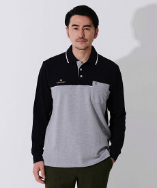 T/Cカノコ横ブロッキング長袖ポロシャツ【Henry Cotton's(ヘンリーコットンズ)】シンプル カジュアル 30代 40代 50代 秋 冬 M L LL ブラック レッド ネイビー メンズ 仕事 長袖 カノコ イタリアモチーフ
