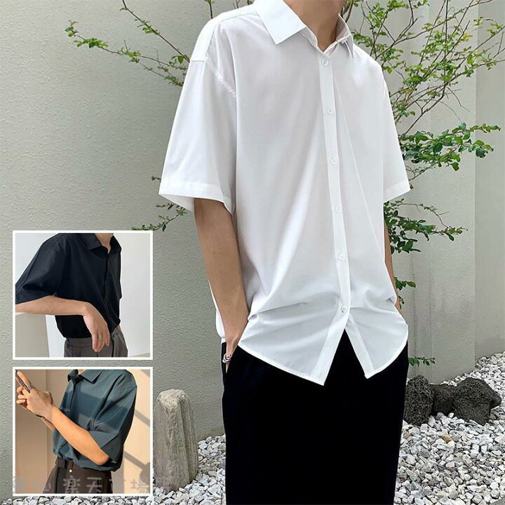 楽天市場】シャツ メンズ 半袖 夏 ビジネス トップス 無地シャツ 
