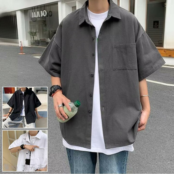 楽天市場】シャツ メンズ 半袖 夏 ビジネス トップス 無地シャツ 