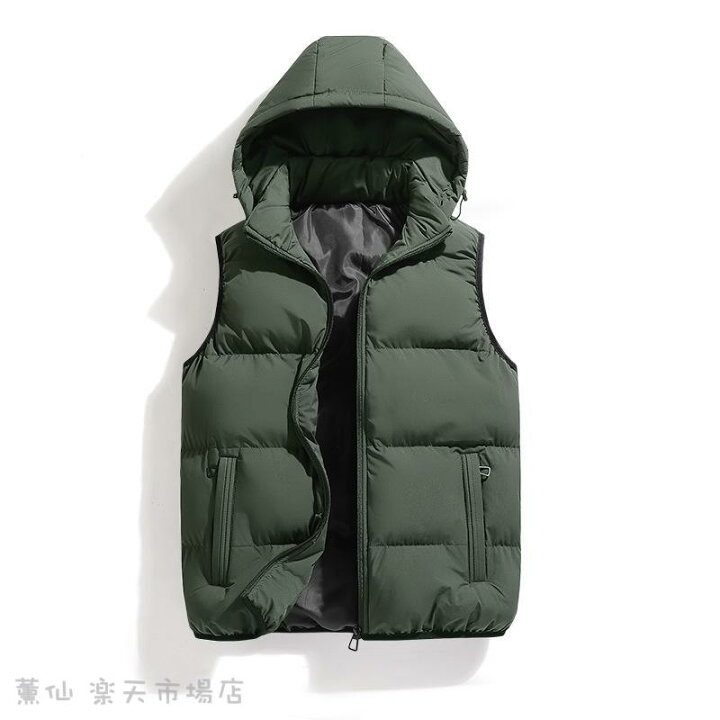 楽天市場】中綿ベスト メンズ 秋冬 ベスト フード付き ミリタリー 防風 