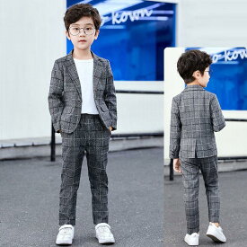 男の子 入学式 フォーマルスーツ 卒業式 子供服 上下セット チェック柄 発表会 結婚式 キッズ ジュニア 卒園 ブレザー 90 100 110 120 130 140 150