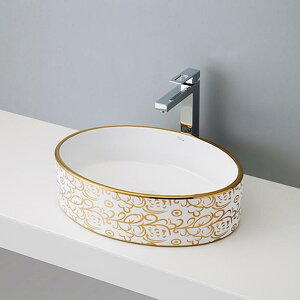 【抗菌加工済】洗面ボウル おしゃれ mizunohana B027 エレガントホワイト 陶磁器 ゴージャス お洒落 インテリア 幅505mm 奥行350mm 高さ140mm 【洗面ボウルのみ】