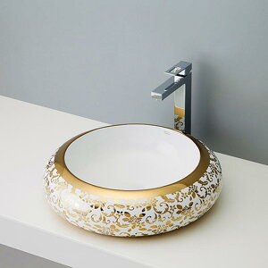 【抗菌加工済】洗面ボウル おしゃれ mizunohana B031 エレガントホワイト 陶磁器 ゴージャス お洒落 インテリア 幅490mm 奥行490mm 高さ130mm 【洗面ボウルのみ】