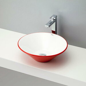 【抗菌加工済】洗面ボウル おしゃれ mizunohana B103 カラフル 陶磁器 レッド お洒落 インテリア 幅415mm 奥行415mm 高さ150mm 【洗面ボウルのみ】