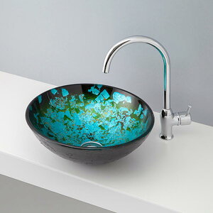 【抗菌加工済】洗面ボウル おしゃれ mizunohana B146 洗面台 オシャレ グラデーションガラス 強化ガラス お洒落 インテリア 幅420mm 奥行420mm 高さ145mm 【洗面ボウルのみ】