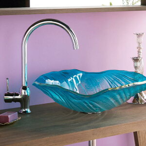 【抗菌加工済】 洗面ボウル おしゃれ ガラス mizunohana B161 グラデーションガラス 強化ガラス お洒落 洗面台 オシャレ インテリア 幅445mm 奥行445mm 高さ135mm 【洗面ボウルのみ】