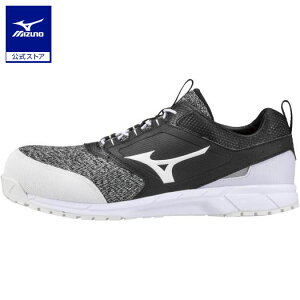 ミズノ公式 オールマイティES31L ゴムの靴紐/ローカット/ワーキング メンズ ブラック×ホワイト クリアランス