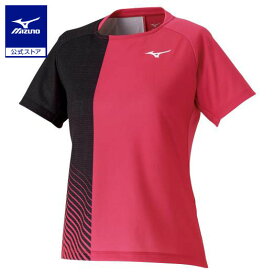 ミズノ公式 ゲームシャツ ラケットスポーツ レディース ピンク×ブラック クリアランス