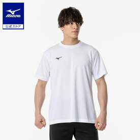 ミズノ公式 ナビドライTシャツ 半袖／丸首 メンズ ホワイト×ブラック