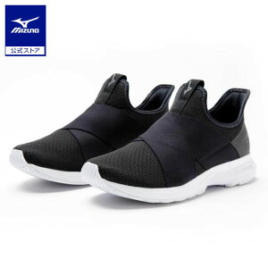 ミズノ公式 ME-04 ウォーキング シューズ レディース ブラック 幅広 抗菌防臭 紐なし スリッポン クリアランス