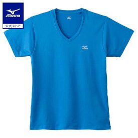 ミズノ公式 クイックドライスポーツカジュアルインナーVネック半袖シャツ メンズ ブルー