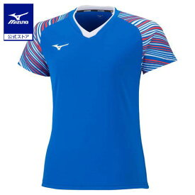 ミズノ公式 ゲームシャツ ラケットスポーツ レディース ピースブルー