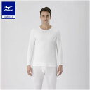 ミズノ公式 【発熱素材】ブレスサーモアンダーウエア 薄手 for Daily クルーネック長袖シャツ 大きいサイズ 2023年モデル メンズ オフホワイト あったか インナー 下着 暖かい 寒さ対策