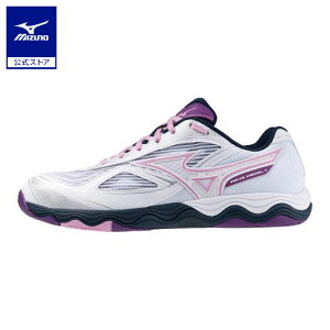 ミズノ公式 ウエーブメダル7 卓球 ユニセックス ホワイト×ピンク×パープル クリアランス