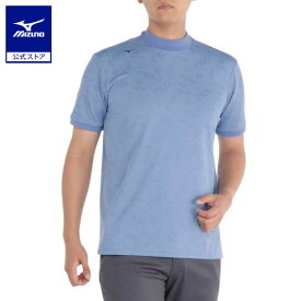 ミズノ公式 ゴルフモチーフジャガードモックネックシャツ メンズ ブリスフールブルー