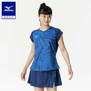 ミズノ公式 ゲームシャツ ラケットスポーツ レディース ブルー
