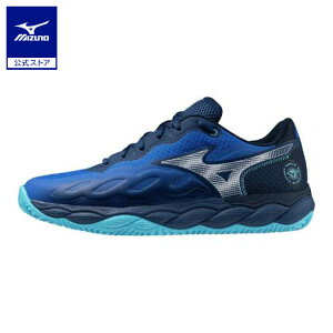 ミズノ公式 【クレー/砂入り人工芝コート】ウエーブエンフォースコート WIDE OC ユニセックス ブルー×ホワイト×ネイビー