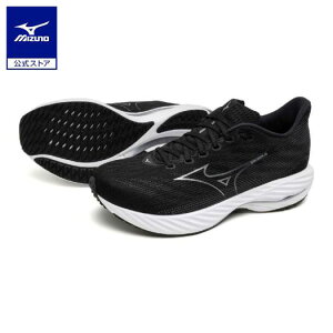ミズノ公式 ウエーブライダー28 ランニング メンズ ブラック×シルバー×ホワイト クリアランス
