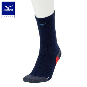 ミズノ公式 【発熱素材】ブレスサーモハイパーイオンソックス ミドル丈 メンズ ディープネイビー