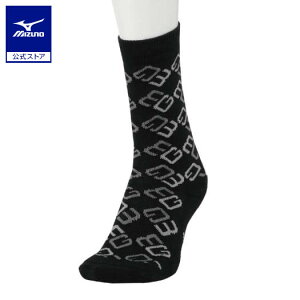 ミズノ公式 【発熱素材】ブレスサーモMGロゴジャガードソックス ミドル丈 レディース ブラック