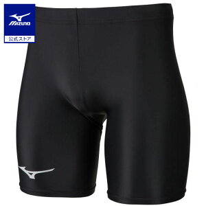 ミズノ公式 レーシングタイツ ハーフ/陸上競技 ユニセックス ブラック×シルバー
