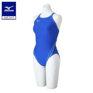 ミズノ公式 競泳練習用ミディアムカット レディース ブルー×サックス
