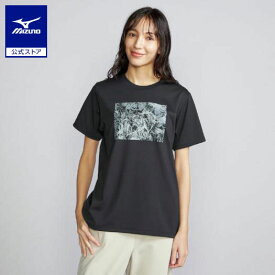 ミズノ公式 リサイクルポリエステル グラフィックTシャツ レディース ブラック クリアランス