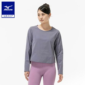 ミズノ公式 ソフトドライクロップドTシャツ 長袖 レディース グラナイトグレー