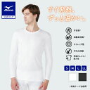 ミズノ公式【吸湿発熱】ミズノプレミアホットインナー ブレスサーモ Dailyモデル 薄手 クルーネック長袖シャツ メンズ オフホワイト あったか インナー 下着 暖かい 寒さ対策