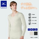 ミズノ公式【吸湿発熱】ミズノプレミアホットインナー ブレスサーモ Dailyモデル 中厚 Vネック9分袖シャツ メンズ ベイパーシルバー あったか インナー 下着 暖かい 寒さ対策