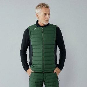 ミズノ公式【吸湿発熱】MIZUNOブレスサーモハイブリッドベスト メンズ ダークグリーン