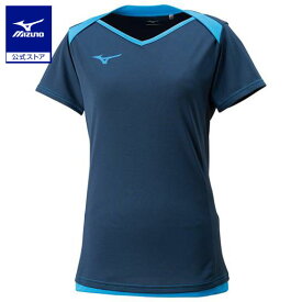 ミズノ公式 プラクティスシャツ レディース ドレスネイビー×ディーバブルー バレーボール 練習着 クリアランス