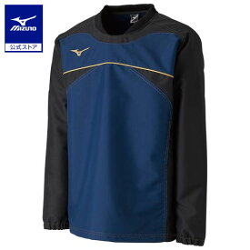 ミズノ公式 タフブレーカーシャツ ラグビー ユニセックス ドレスネイビー×ブラック