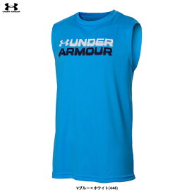 ◆メール便対応商品◆【ブルーのみ】UNDER ARMOUR（アンダーアーマー）UAテック ブラーロゴ スリーブレス シャツ（1390448）（スポーツ/トレーニング/ランニング/ウェア/袖なし/ノースリーブ/タンクトップ/吸汗速乾/子供用/ジュニア/キッズ）