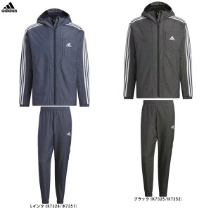 adidas(アディダス)24/7 WIND. RDY デニム ウーブン ウインドブレーカージャケット テーパードレッグ フルレングスパンツ 上下セット(IJL72/IEH96)(スポーツ/トレーニング/ランニング/フードあ
