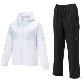 【ホワイト/Lのみ】MIZUNO（ミズノ）ブレスサーモウォーマージャケット パンツ 上下セット（32MEA831/32MFA831）（BREATH THERMO/スポーツ/トレーニング/ランニング/ウェア/ウインドブレーカー/防寒/発熱素材/撥水/フード付き/セットアップ/女性用/レディース）