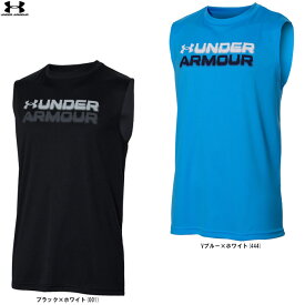 ◆メール便対応商品◆【ブルーのみ】UNDER ARMOUR（アンダーアーマー）UAテック ブラーロゴ スリーブレス シャツ（1390448）（スポーツ/トレーニング/ランニング/ウェア/袖なし/ノースリーブ/タンクトップ/吸汗速乾/子供用/ジュニア/キッズ）