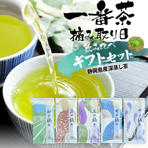 プレゼント 【シールが選べる】 お返し ギフトセット 日本茶 茶葉 プレゼント 誕生日 お茶 ギフト 日本茶 孫 一番茶 摘み取り日 飲み比べ 5種セット 各100g みずたま農園製茶場 緑茶 国産 静岡