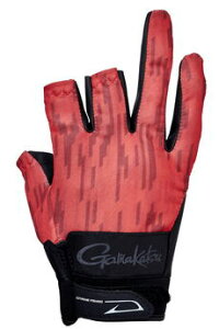 【がまかつ】2023ストレッチフィッシンググローブ(3本切) GM7291カラー:ジオメトリックレッドサイズ:L【4549018722185】