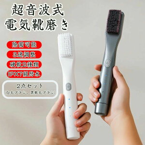 2点セット(白毛ブラシ、黒軟毛ブラシ) ューズダスターブラシ スポーツシューズ合皮靴のクリーニング用タイプC充電靴磨きツール