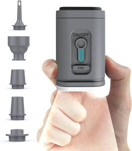 5種類ノ 電動ポンプ ライト付き 超軽量 Type-C充電式 両対応 空気抜く 空気入れ 1200mAh 【3段階調整ライト】 電動