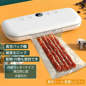 脱気密封 真空パックん 操作簡単 家電 専用袋不要 保存袋10枚付き スリム 真空シーラー フードシーラー 真空パック機