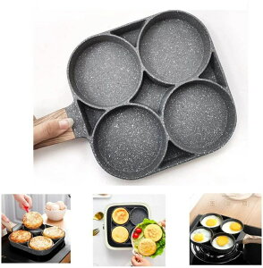 業務用 家庭用 アルミ合金製 焦げ付き防止 フライパン IH対応 目玉焼き用 丸型 お手入れ簡単 ガス対応 ライパン 4穴卵フ イパン