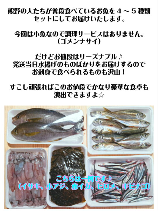 楽天市場 10 5 Offクーポン配布中 小魚で楽しくお料理 熊野灘を食べよう ミニミニ季節の鮮魚セット 天然魚 同梱オススメ 地魚 三重県産 水谷水産