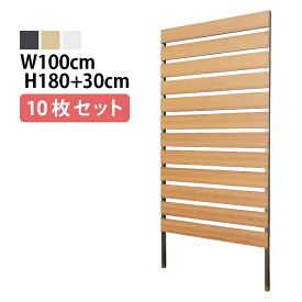 目隠しフェンス 【10枚セット 連結ボルト付】ボーダー2型 埋込タイプ 標準色 [幅100cm×高さ180cm+埋込30cm 隙間3cm] 樹脂製 ガーデン DIY おしゃれ 長持ち
