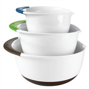 OXO IN\[ ~LVO{[Zbg u[ O[ uE Good Grips Mixing Bowl Set with Handles, 3-Piece Blue Green Brown ysAiz