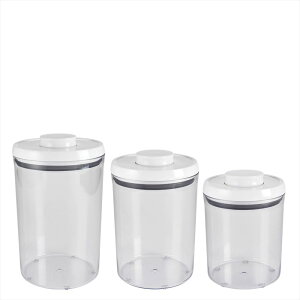 OXO IN\[ |bvEhRei 3s[XZbg zCg 3-Piece Pop Round Canister Set, White ysAiz