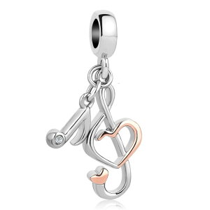 �`���[�� �u���X���b�g �o���O���p CharmSStory �`���[���Y�X�g�[���[ CharmSStory Rose Gold Music Notes Heart Charms for Bracelets Necklaces Pendant(Music Note Style 03) �y���s�A���i�z
