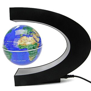 nV Senders Floating Globe with LED Lights C Shape Magnetic Levitation Floating Globe World Map for Desk Decoration (Dark Blue) ysAiz